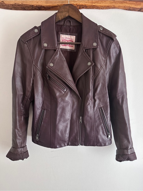 Levi's Jackets & Blazers - Levi’s Faux Leather Moto Jacket Brown Burgundy Size M Excellent Condition